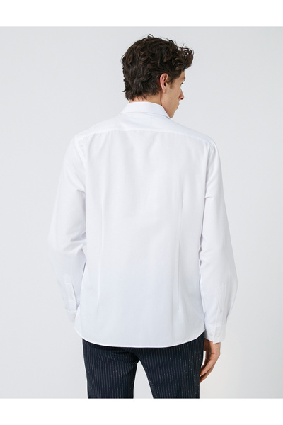 Koton Μακρυμάνικο Slim Fit Αθλητικό Πουκάμισο - Κλασικό Πέτο, Χωρίς Σίδερο