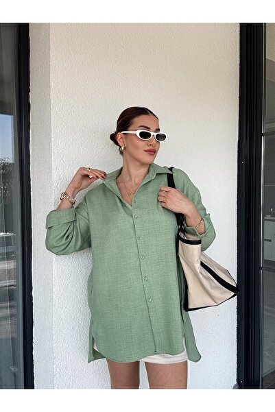 Genel Markalar Oversize Büyük Beden Ve Tesettüre Uygun  Arka Çift Pens Keten ...