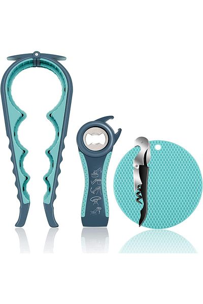 COOYA 5 in 1 Multi Function Jar Bottle Can Opener, for Weak Hands, Elderly and Arthritis Sufferers (blue)
