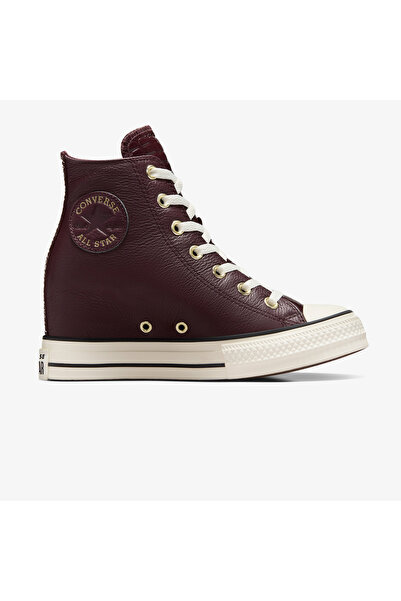 Converse Chuck Taylor All Star Wedge Unisex Bordo Deri Platform Sneaker