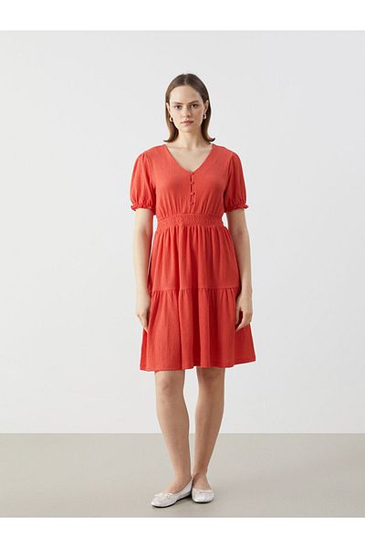LC Waikiki Coral V-Neck Women's Dress