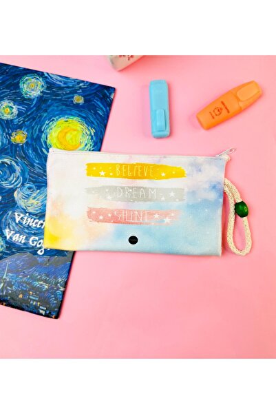 Gift Moda محفظة حامل قلم من القماش بتصميم Believe Dream Shine