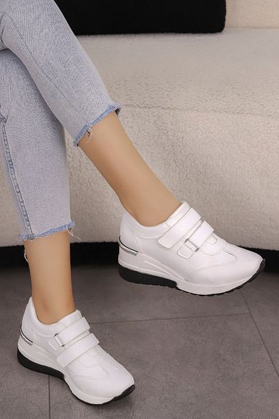Mamito Ayakkabı Pantofi sport cu velcro Lana-talpă neagră albă