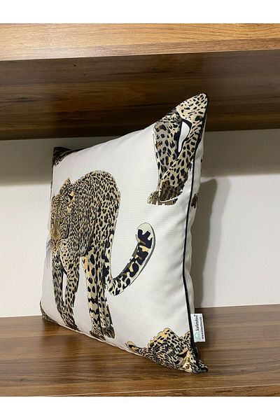 KIRLENTİM P1181 White Velvet Double Sided Patterned Throw Pillow Cover with Bias Binding on the Edges