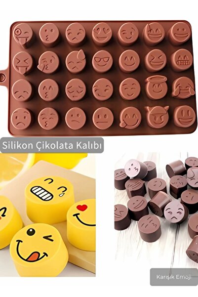 Jet's Home Karışık Emoji Çikolata Kalıbı BPA FREE Buz Kalıbı Silikon Tatlı Ka...