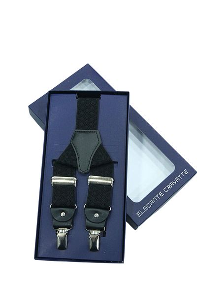Elegante Cravatte Μαύρο Χρώμα Ανάγλυφο Μοτίβο Πολυτελές Παντελόνι Salopet