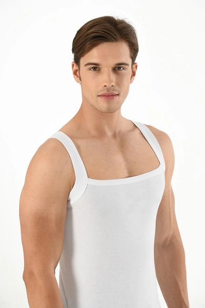 XORVİO Men's Cotton Stylish Quality Ribbed Square Collar Rope Strap Undershirt Lycra Premium
