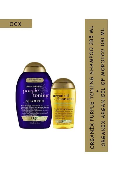 OGX Purple Toning 385 ml Shampoo + Argan Oil Hair Care Oil 100 ml