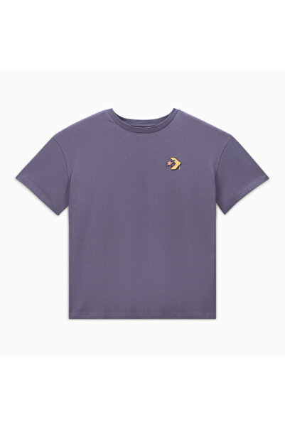 Converse Classic Kadın Oversized Fit Grafik Baskılı Mor T-Shirt