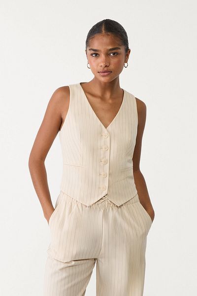 Stradivarius Short striped waistcoat with buttons