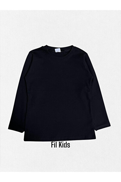 Fil Kids Boy's Body Badi 100% Cotton Black Plain Crew Neck Long Sleeve