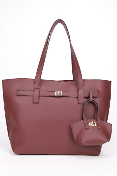 NOTHING Burgundy Hand and Shoulder Bag Bella with Chain Mini Bag - Detailed with Charm (Large Size)