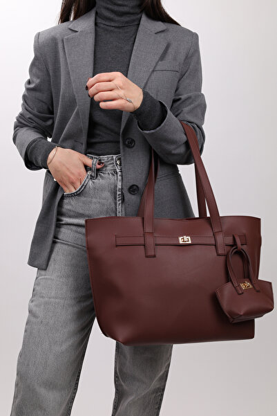 NOTHING Burgundy Hand and Shoulder Bag Bella with Chain Mini Bag - Detailed with Charm (Large Size)