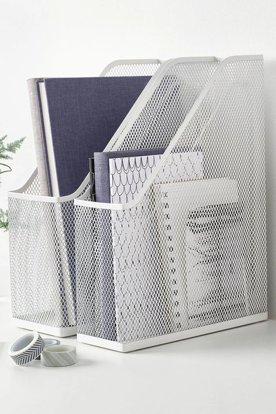 Binbirreyon Metal File Magazine Magazine File 2-Piece White File Holder Df042