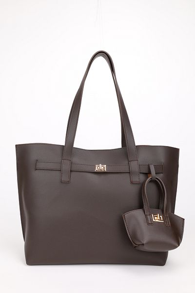 NOTHING With Chain Mini Bag - Charmandable Bitter Coffee Bag Large Size Hand and Shoulder Bag Bella
