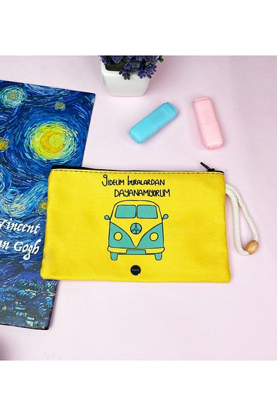 Gift Moda Let's Go Here Portofel din pânză cu design pentru stilouri