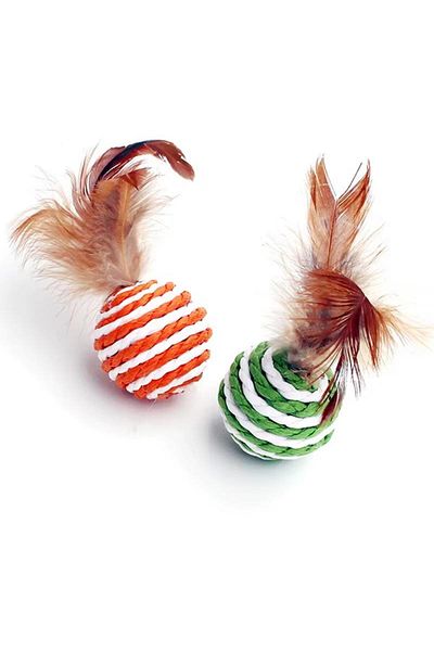 jetfast 3Pcs Cat Dog Play Ball Colorful Pet Furry Plush Toy