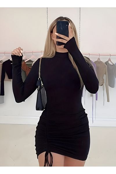 Gubo Rochie cu mânecă lungă cu guler vertical și cu detaliu din lycra
