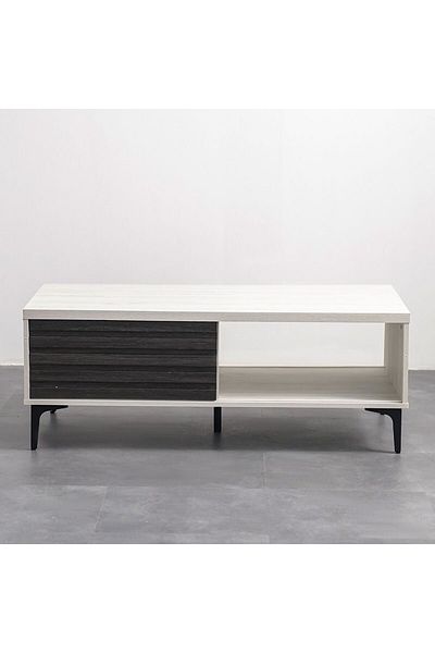 Danube Home Nicosia Coffee Table with Storage  L120xW60xH45.5cm - White Oak/Black