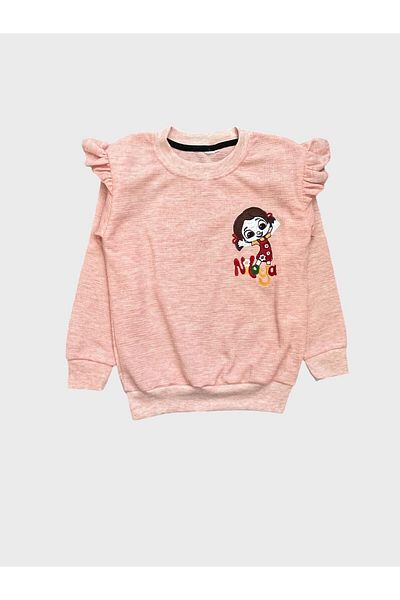 Fil Kids Κοριτσίστικο 100% βαμβακερό σετ πιτζάμες με μακρυμάνικο κίτρινο βάφλα με μοτίβο χαρακτήρων κινουμένων σχεδίων