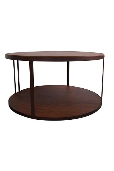 Danube Home Venveto Round Coffee Table  L90xW90xH45cm - Walnut/Black
