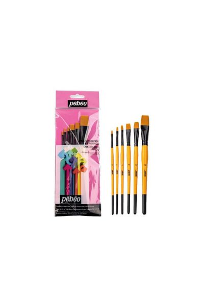 Pebeo 6-Piece Flat Cut Brush Set 3 ( 0,2,4,10,12 and 18 No )