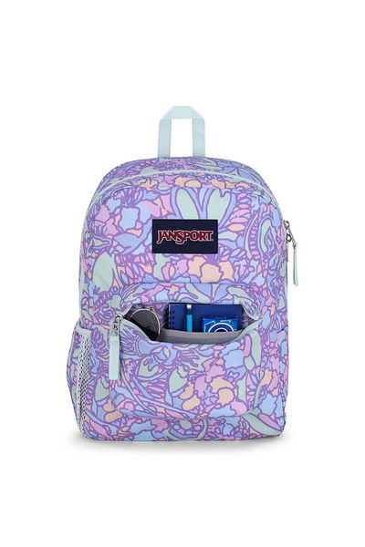 Jansport Cross Town Fluid Floral Pastel Lilac Printed Purple Backpack