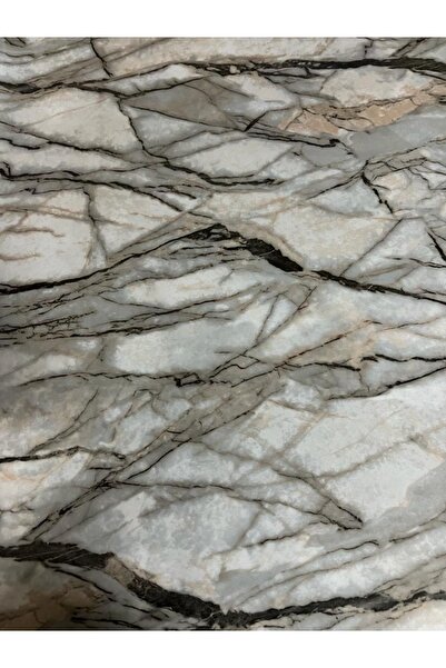 ÖZBALBAN Kalın Mat Açık Mermer Desenli Masa Örtüsü 1,3 Milim Mika