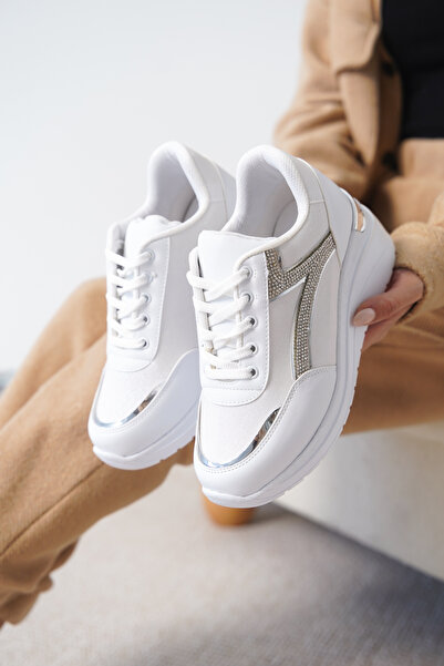 Cananın Pabuçları Mdn 1088 Stone Detail Silvery Sports Shoes
