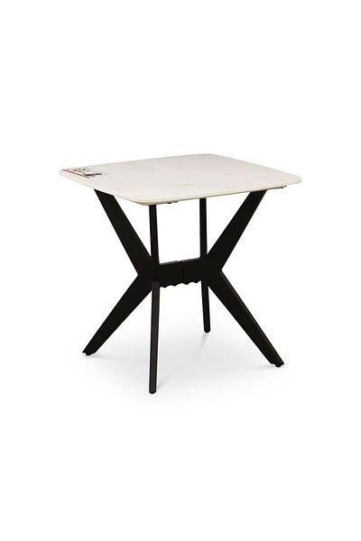 Danube Home Calus End Table Sintered Stone  L55xW55xH55cm - Milky White / Black