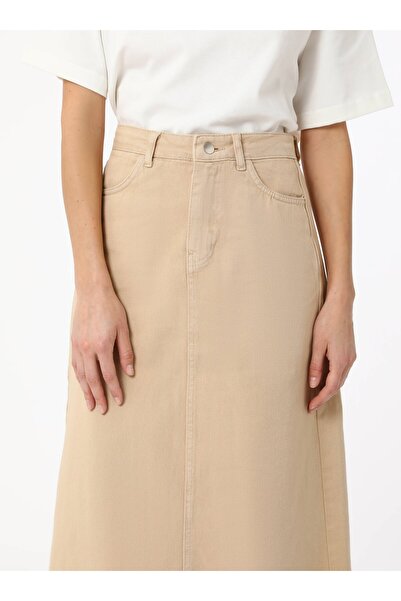 Benin Denim Skirt with Pocket Detail - Dark Beige - Benin