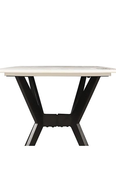 Danube Home Calus End Table Sintered Stone  L55xW55xH55cm - Milky White / Black