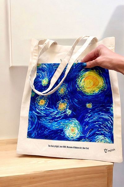 DVOYAGE Van Gogh 'Starry Night' - Cloth Bag with Front Pocket