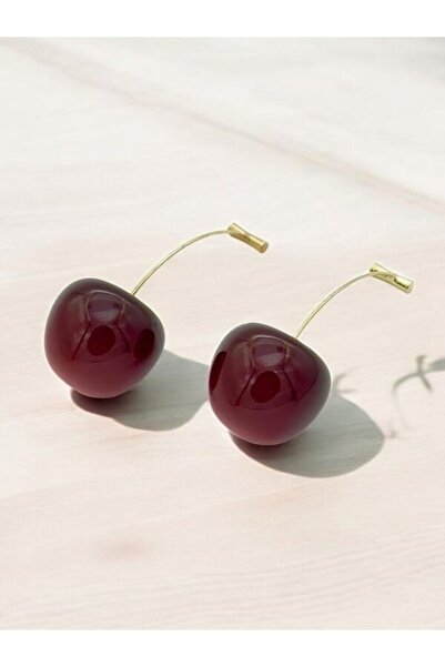 staınless steel Burgundy Color Cherry Earrings – Cute and Stylish Design