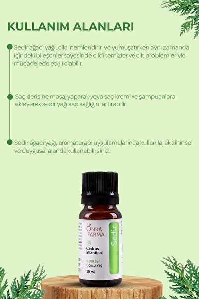 OnkaFarma Onka Farma Sedir Yağı - %100 Saf Sedir Uçucu Yağı - 10 ml