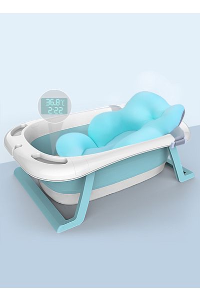 sharpdo Extra Large Baby Universal Folding Bathtub, Reclining Bath Bucket, Bath Bed and Smart Thermometer