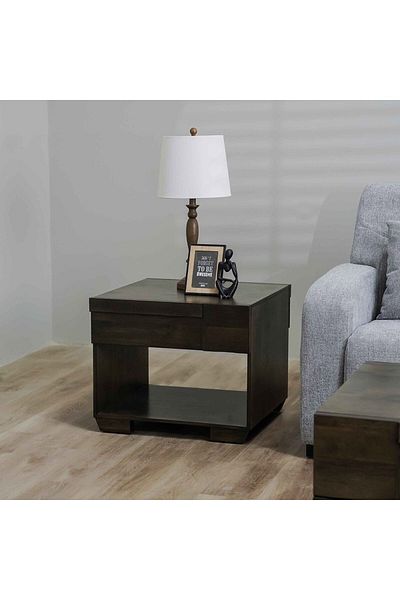 Danube Home Saga End Table  L60xW60xH50cm - Light Walnut