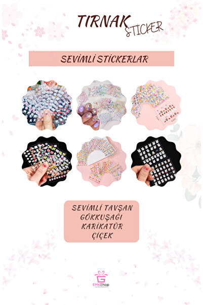 EMKSHOP Sevimli Tırnak Stickerları (5 SAYFA)