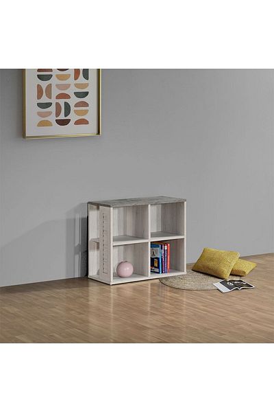 Danube Home طاولة جانبية من زينيث - خشب بلوط أبيض أسمنتي طول 60 × عرض 30 × ارتفاع 51.5 سم