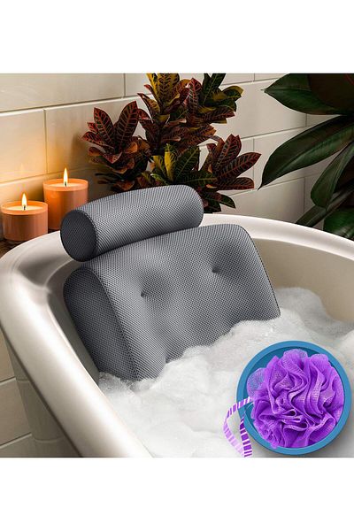 sharpdo Bath Pillow Bathtub Anti-Slip Headrest for Head, Neck and Shoulder Support