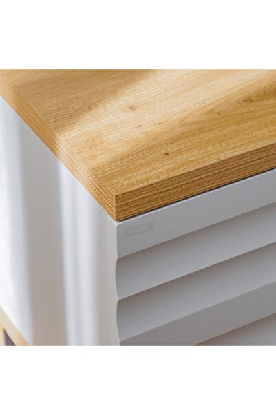 Danube Home Delmar End Table with 1 Door Storage  L48xW40xH55cm - Natural/Grey