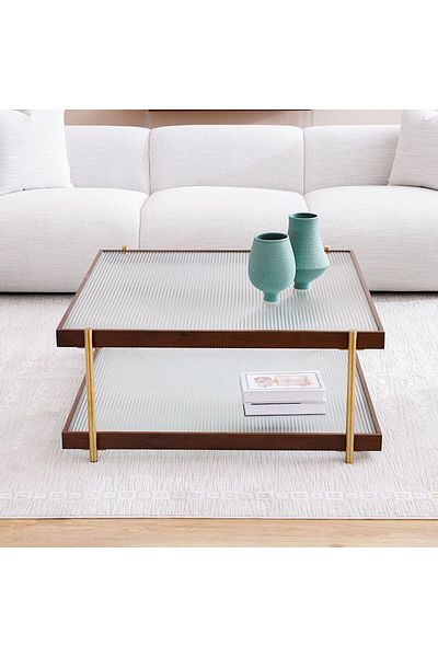 Danube Home Azeron Coffee Table  L100xW100xH44cm - Brown/Gold