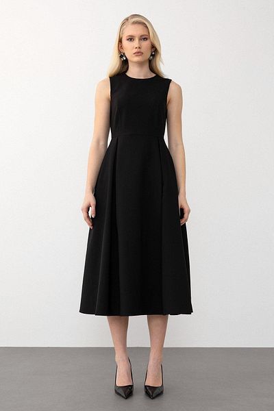 Olcay Rochie midi cu detaliu de ștampilă NEGRU 9284-E