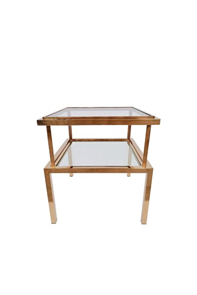 Danube Home Geneva End Table  L50xW50xH55cm - Gold/Glass