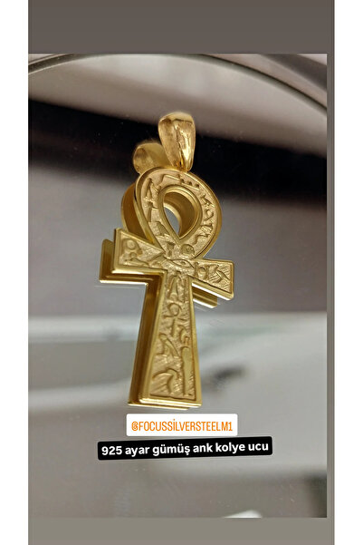 atölyem takı tasarım 925 ayar gümüş mısır sembollerı işlemeli ankh kolye ucu