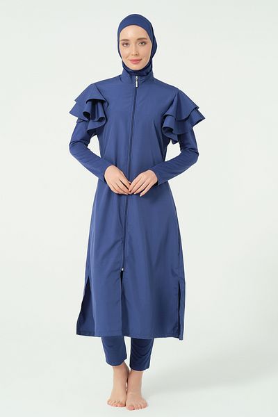 ALFASA Μακρύ μαγιό Hijab με λεπτομέρεια βολάν στους μανίκια