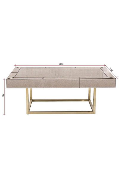 Danube Home طاولة قهوة جابي طول 70 × عرض 120 × ارتفاع 45 سم - ذهبي/مرآة عتيقة