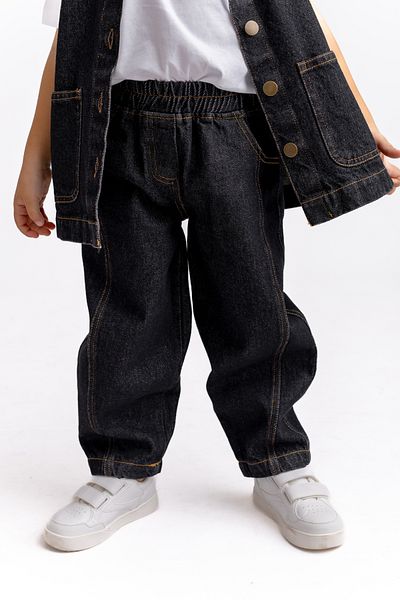 Oliven The Kid Black Unisex Balloon Sleeve Elastic Waist Jeans