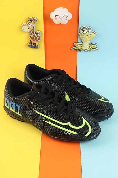 Moda Lime Boys Girls Children Professional Turf Astroturf Field Easy Wear Rubber Sole Football Shoes
