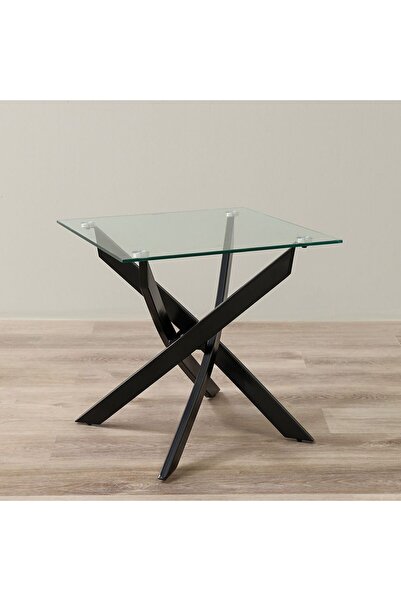 Danube Home Leonardo End Table L55xW55xH55cm - Glass / Powder Coated Black